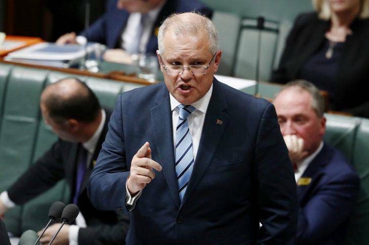 Treasurer Scott Morrison during Question Time at Parliament House in Canberra recently. Photo: Alex Ellinghausen