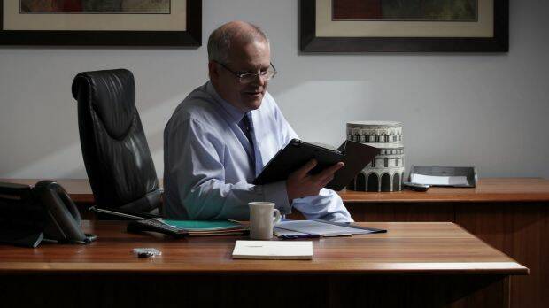Treasurer Scott Morrison prepares the budget from his office in the Treasury building in Canberra on Tuesday 2 May 2017. Photo: Andrew Meares