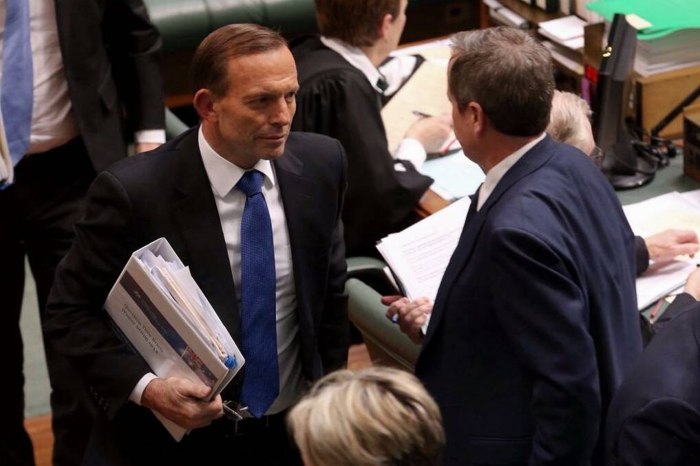 Bipartisan agreement: Prime Minister Tony Abbott and Labor Party leader Bill Shorten have agreed to work together on the indigenous constitution question. Photo: Andrew Meares