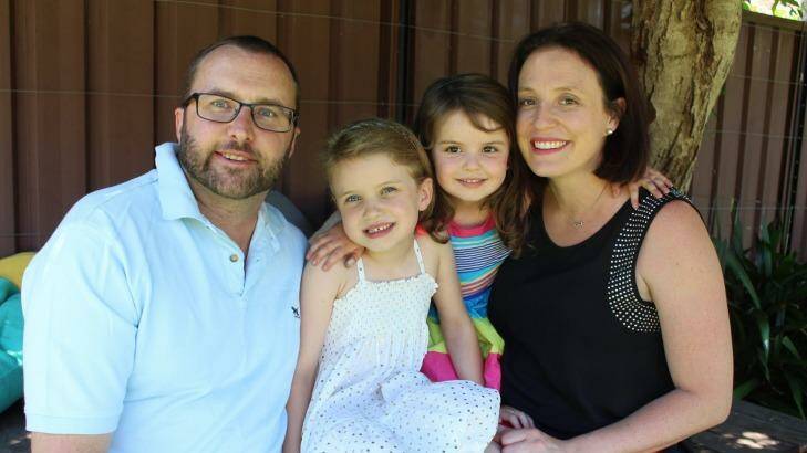 Young at heart: Kobie Keenan, right, with daughters Mia and Fiona, and husband Justin.  Photo: Supplied