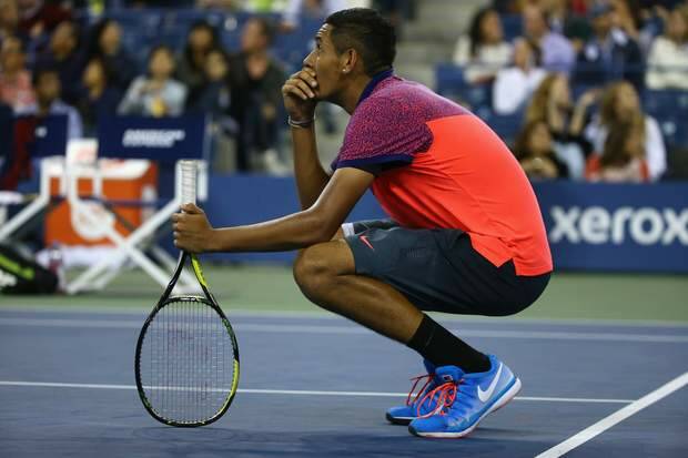 NEW YORK, NY - AUGUST 30:  Nick Kyrgios of Australia reacts after losing a point to Tommy Robredo of Spain on Day Six of the 2014 US Open at the USTA Billie Jean King National Tennis Center on August 30, 2014 in the Flushing neighborhood of the Queens borough of New York City.  (Photo by Al Bello/Getty Images) NEW YORK, NY - AUGUST 30: Nick Kyrgios of Australia reacts after losing a point to Tommy Robredo of Spain on Day Six of the 2014 US Open at the USTA Billie Jean King National Tennis Center on August 30, 2014 in the Flushing neighborhood of the Queens borough of New York City. (Photo by Al Bello/Getty Images) Photo: Al Bello