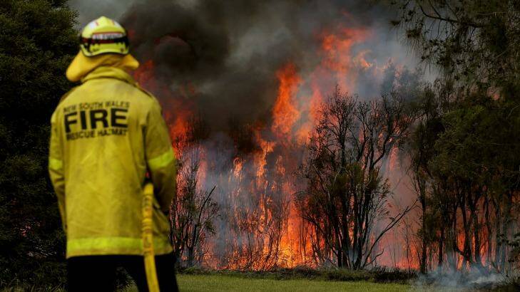 Fire crews battle a blaze at Kurri Kurri on Tuesday. Photo: Marina Neil