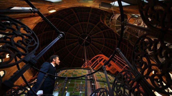 Sydney Living Museums director Mark Goggin eyes the QVB dome. Photo: Kate Geraghty