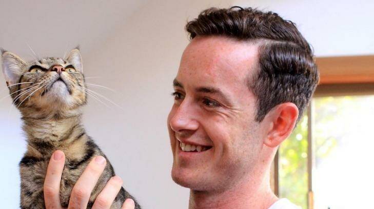 Zeppee co-founder Ben Burton with Zeppee, his 10- month-old kitten. Photo: Supplied