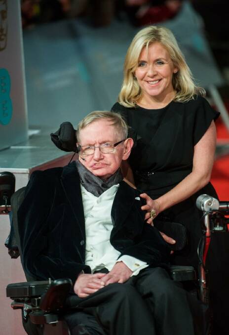 Lucy Hawking and her father Stephen attend the BAFTAs in February. Photo: Samir Hussein