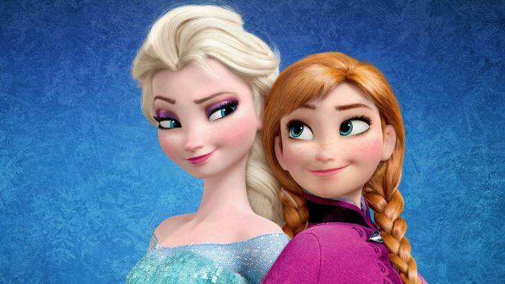 Back to back: Elsa and Ana, the sisters from <i>Frozen</i>.