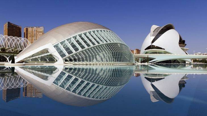 The Hemisferic in the City of Arts and Sciences houses an IMAX theatre, planetarium and laserium. Photo: Carlos Soler 