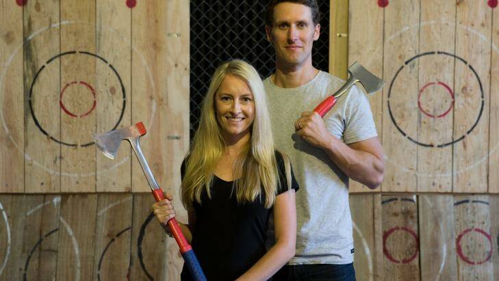 Steve Thomas and Lindsay Sharp in the St Peters warehouse where they are hoping to set up an axe throwing venue, depending on council approval. Photo: Janie Barrett