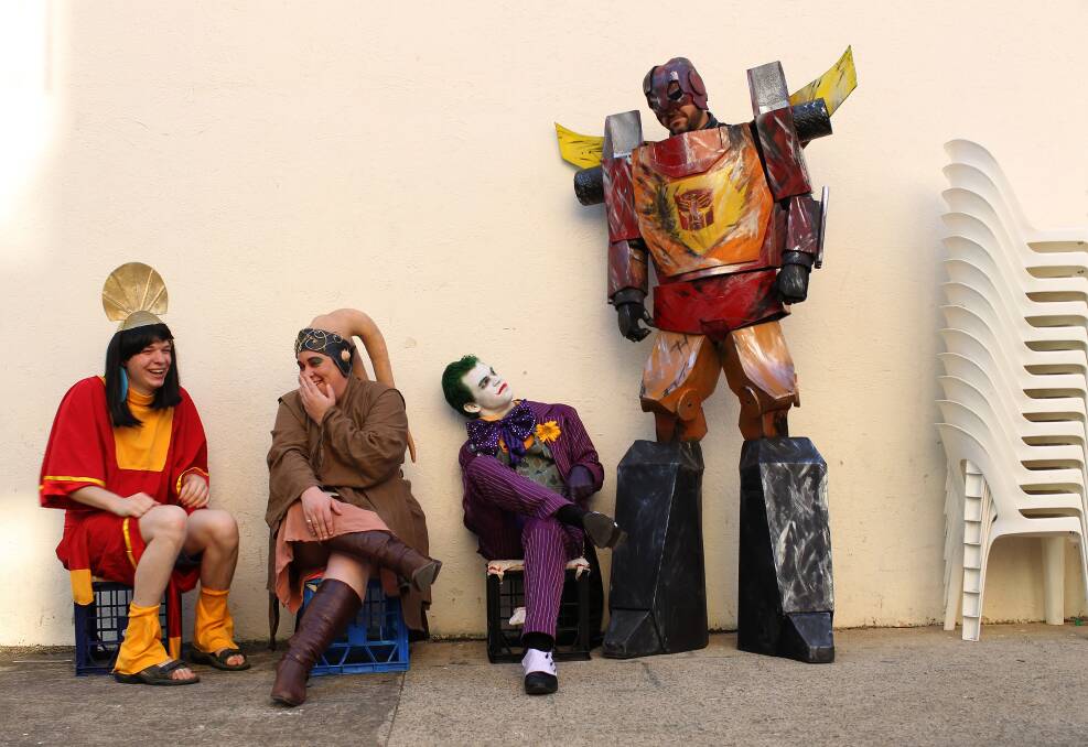 Cosplay: Dressing up as your favourite science fiction character is a huge part of the SciFi Film Festival — and entry is free to the cosplay competition. From left: Thomas Kuzma as Emperor Kuzco, Kat Twi’lek as Scarl, Peter Stein as The Joker and Darrell Johnson as Rodimus Prime, all ready to go for last year’s festival. Picture: Sahlan Hayes
