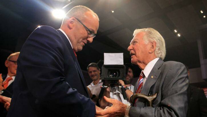 Bob Hawke was one of many Labor grandees present at the launch in Campbelltown. Photo: James Alcock