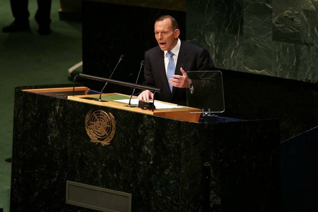 Prime Minister Tony Abbott, pictured at the UN General Assembly in New York last year, has been criticised in the US for his policies on asylum seekers. Photo: Alex Ellinghausen