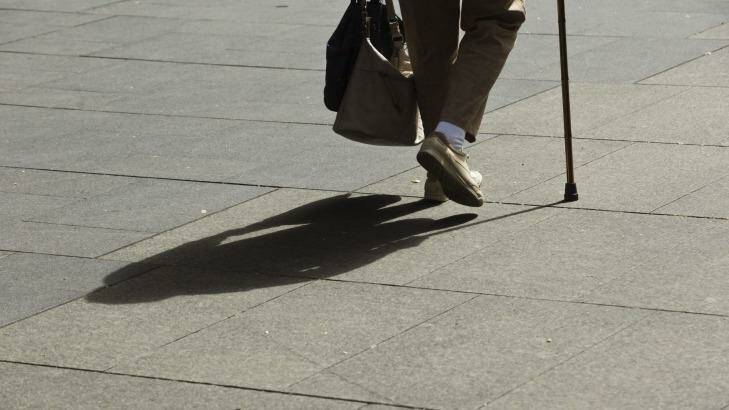 SYDNEY, AUSTRALIA - NOVEMBER 04:  Generic photograph of pensioner, super, retirement, superannuation, medicare, old age, walking stick on November 4, 2014 in Sydney, Australia.  (Photo by Dominic Lorrimer/Fairfax Media) Photo: Dominic Lorrimer