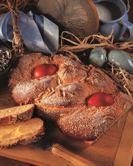 Tsoureki tou paska, a Greek Easter bread <a href="http://www.goodfood.com.au/good-food/cook/recipe/tsoureki-20111019-29w38.html?aggregate=513278"><b>(recipe here).</b></a> Photo: Supplied