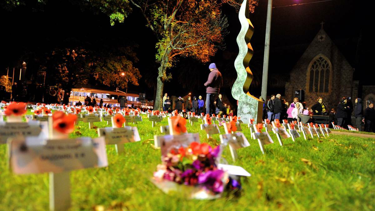 BALLARAT: Flowers at the Dawn Service on Friday morning. Photo: Jeremy Bannister, The Courier.