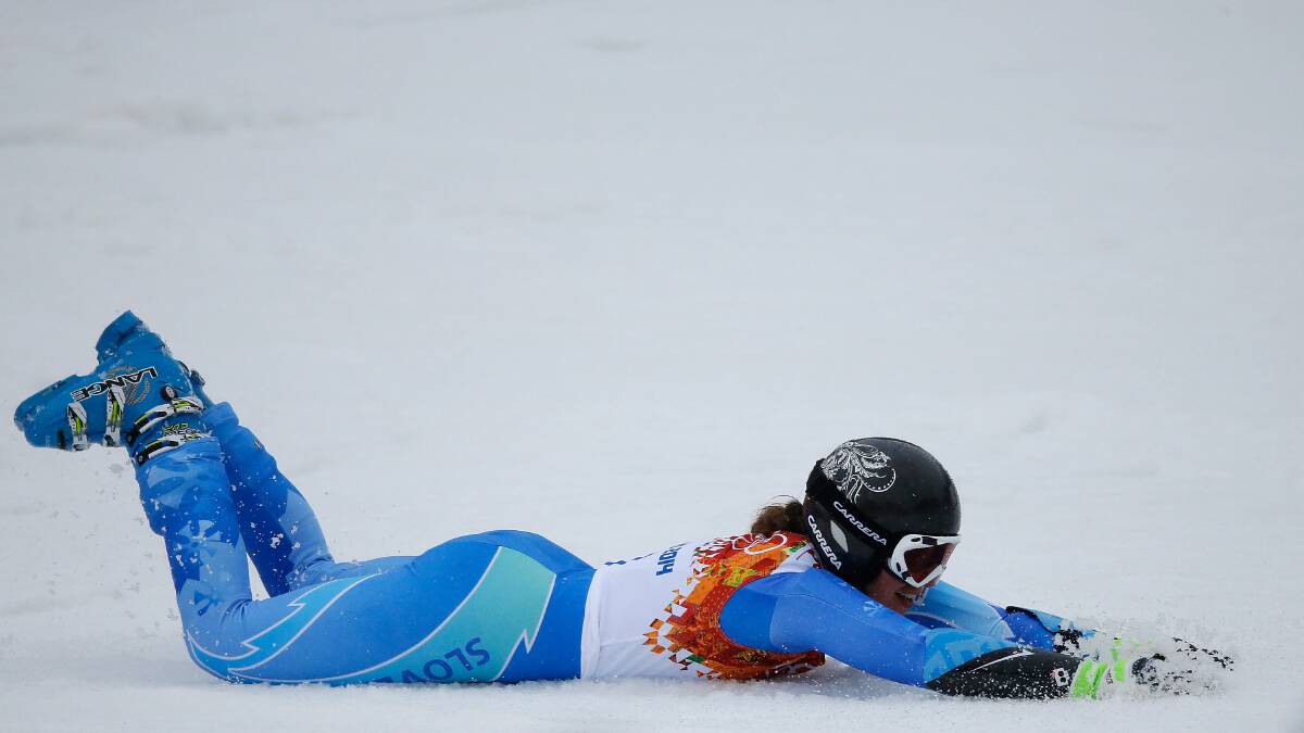 Tina Maze of Slovenia reacts after a run during the Alpine Skiing Women's Giant Slalom on day 11 of the Sochi 2014 Winter Olympics at Rosa Khutor Alpine Center on February 18, 2014 in Sochi, Russia. Photo: GETTY IMAGES