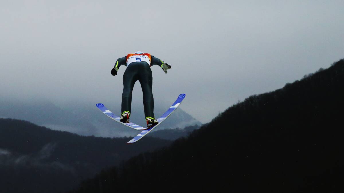 Janne Ryynaenen of Finland makes a trial jump as he competes in the Nordic Combined Men's Individual LH during day 11 of the Sochi 2014 Winter Olympics at RusSki Gorki Jumping Center on February 18, 2014 in Sochi, Russia. Photo: GETTY IMAGES