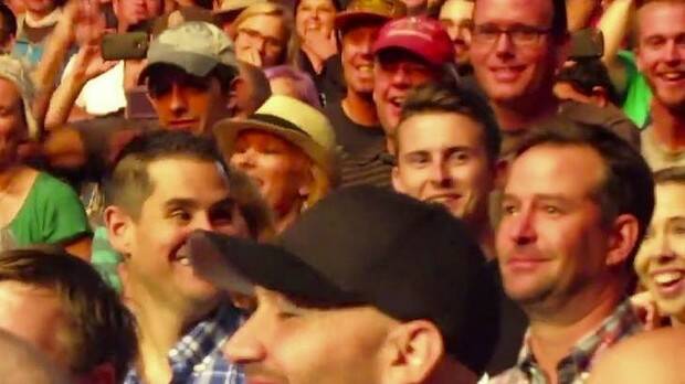 'Anthony the crying fan' (with red checked shirt) in the Foo Fighters audeince in Colorado this week. Photo: YouTube