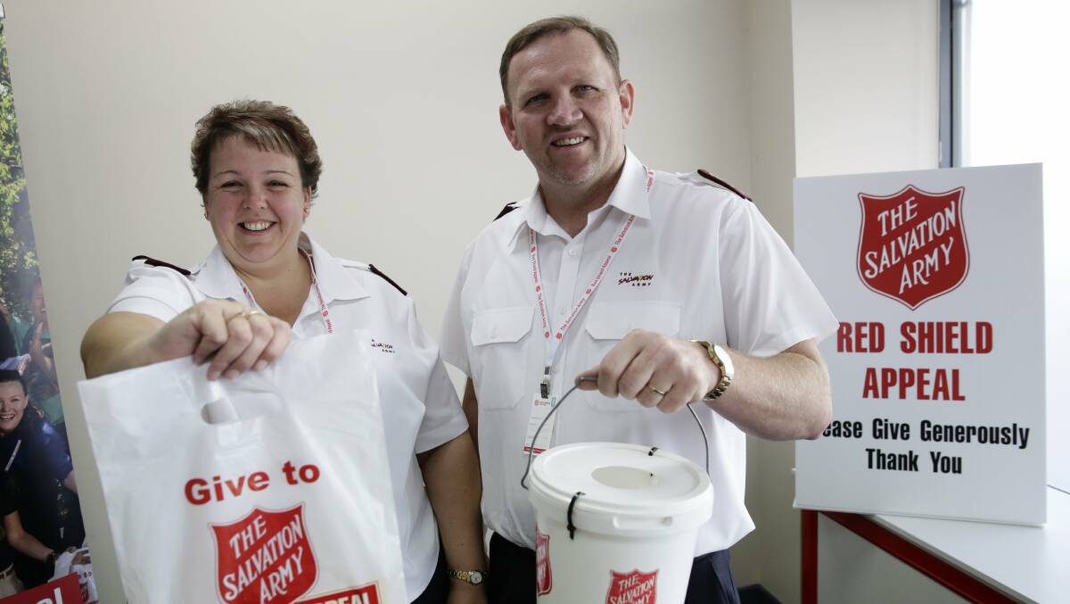 Dig deep for Salvos: Salvation Army Captains Gai and Peer Cathcart encourage everyone to give generously to the Red Shield Appeal this Sunday. Picture: Anna Warr