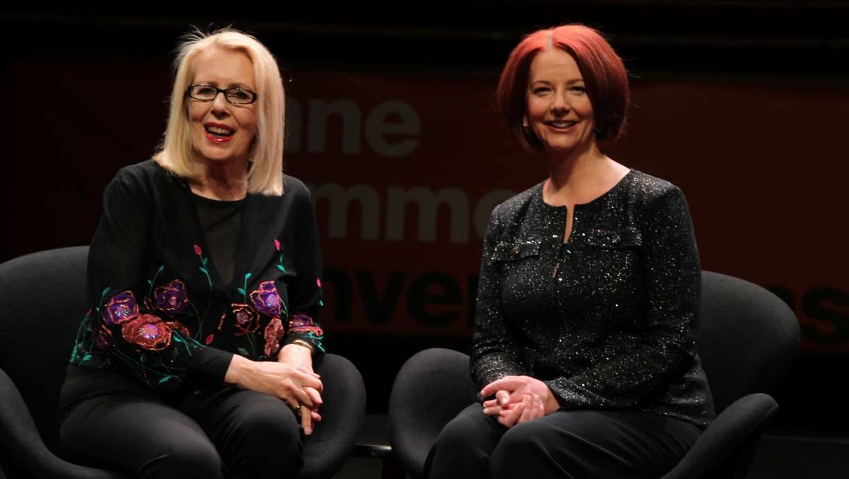 Anne Summers and Julia Gillard at Monday night's Opera House conversation. Picture Ben Rushton